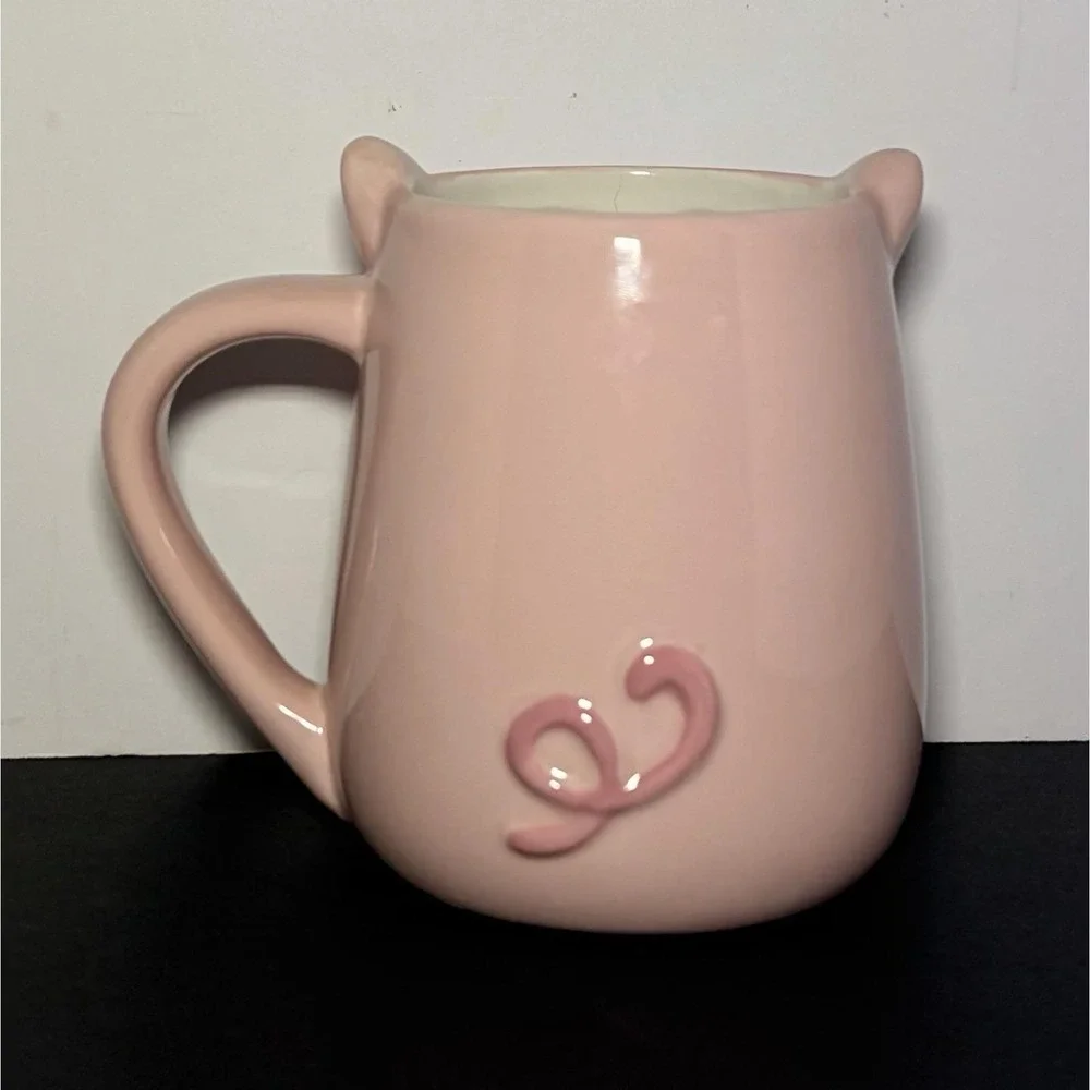 Pink Ceramic Pig Novelty Coffee Cup Mug Raised Detail 14 Oz TAG Hand Painted - Picture 5 of 8